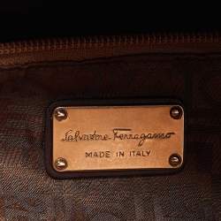 Pre Owned Salvatore Ferragamo Brown/Beige Water Snakeskin Satchel