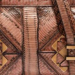 Pre Owned Salvatore Ferragamo Brown/Beige Water Snakeskin Satchel