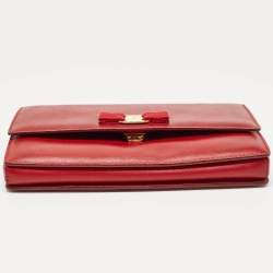 Pre Owned Salvatore Ferragamo Red Leather Miss Vara Shoulder Bag