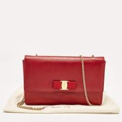 Pre Owned Salvatore Ferragamo Red Leather Miss Vara Shoulder Bag