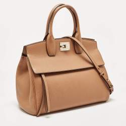 Pre Owned Salvatore Ferragamo Brown Leather Medium Studio Tote