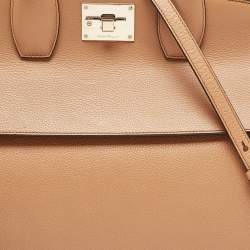 Pre Owned Salvatore Ferragamo Brown Leather Medium Studio Tote