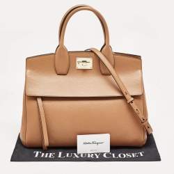 Pre Owned Salvatore Ferragamo Brown Leather Medium Studio Tote