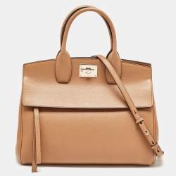 Pre Owned Salvatore Ferragamo Brown Leather Medium Studio Tote