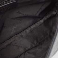 Pre Owned Salvatore Ferragamo Black Leather Gancio Hobo