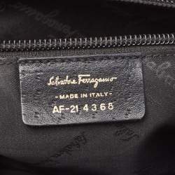 Pre Owned Salvatore Ferragamo Black Leather Gancio Hobo