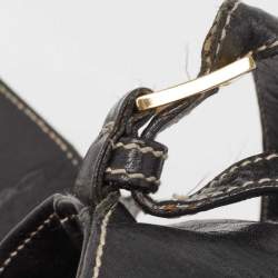Pre Owned Salvatore Ferragamo Black Leather Gancio Hobo