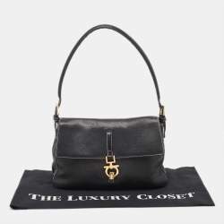 Pre Owned Salvatore Ferragamo Black Leather Gancio Hobo