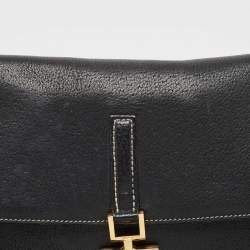 Pre Owned Salvatore Ferragamo Black Leather Gancio Hobo