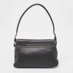 Pre Owned Salvatore Ferragamo Black Leather Gancio Hobo