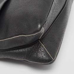 Pre Owned Salvatore Ferragamo Black Leather Gancio Hobo
