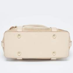 Pre Owned Salvatore Ferragamo Beige Suede and Leather Mini Gancini Tote