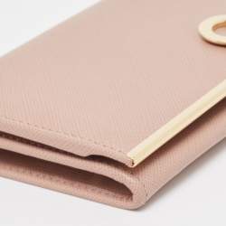 Pre Owned Salvatore Ferragamo Dusty Pink Leather Gancini Icona Continental Wallet