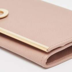 Pre Owned Salvatore Ferragamo Dusty Pink Leather Gancini Icona Continental Wallet