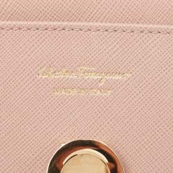 Pre Owned Salvatore Ferragamo Dusty Pink Leather Gancini Icona Continental Wallet
