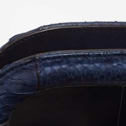 Pre Owned Salvatore Ferragamo Navy Blue Python Gancini Satchel