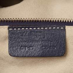 Pre Owned Salvatore Ferragamo Navy Blue Python Gancini Satchel