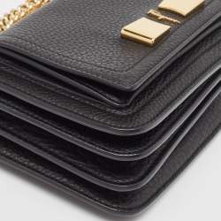 Pre Owned Salvatore Ferragamo Black Leather Small Ginevra Shoulder Bag