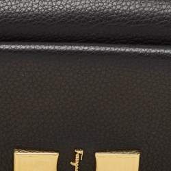 Pre Owned Salvatore Ferragamo Black Leather Small Ginevra Shoulder Bag