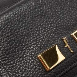 Pre Owned Salvatore Ferragamo Black Leather Small Ginevra Shoulder Bag