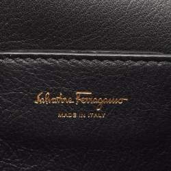 Pre Owned Salvatore Ferragamo Black Leather Small Ginevra Shoulder Bag