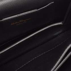 Pre Owned Salvatore Ferragamo Black Leather Small Ginevra Shoulder Bag