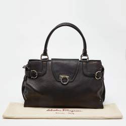 Pre Owned Salvatore Ferragamo Black Leather Virna Tote