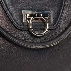 Pre Owned Salvatore Ferragamo Black Leather Virna Tote