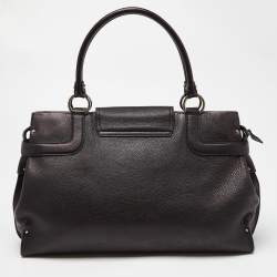 Pre Owned Salvatore Ferragamo Black Leather Virna Tote
