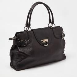 Pre Owned Salvatore Ferragamo Black Leather Virna Tote