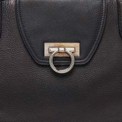 Pre Owned Salvatore Ferragamo Black Leather Virna Tote