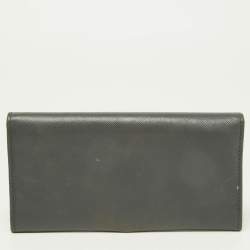 Pre Owned Salvatore Ferragamo Grey Leather Gancini Icona Continental Wallet