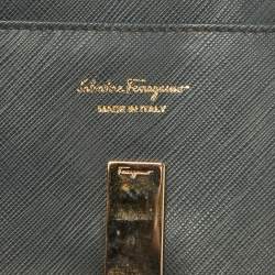 Pre Owned Salvatore Ferragamo Grey Leather Gancini Icona Continental Wallet