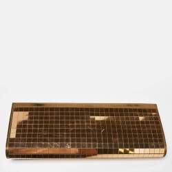 Pre Owned Salvatore Ferragamo Gold Acrylic and Leather Musa Gancini Clutch