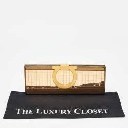 Pre Owned Salvatore Ferragamo Gold Acrylic and Leather Musa Gancini Clutch