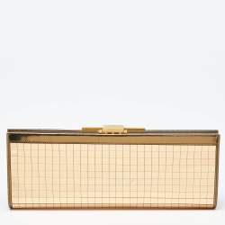 Pre Owned Salvatore Ferragamo Gold Acrylic and Leather Musa Gancini Clutch