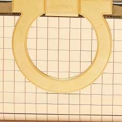 Pre Owned Salvatore Ferragamo Gold Acrylic and Leather Musa Gancini Clutch