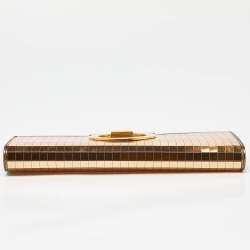 Pre Owned Salvatore Ferragamo Gold Acrylic and Leather Musa Gancini Clutch