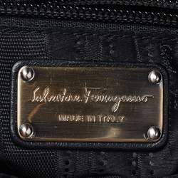 Pre Owned Salvatore Ferragamo Black Leather Fold Over Shoulder Bag
