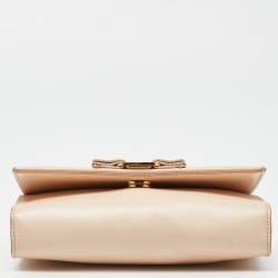 Salvatore Ferragamo Peach Leather Vara Bow Chain Bag