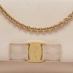 Salvatore Ferragamo Peach Leather Vara Bow Chain Bag