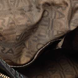 Salvatore Ferragamo Black Leather Stitch Handle Hobo