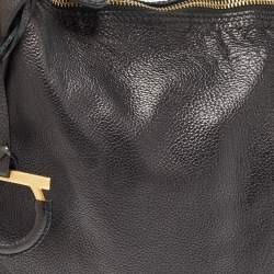 Salvatore Ferragamo Black Leather Stitch Handle Hobo