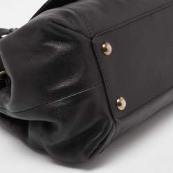 Pre Owned Salvatore Ferragamo Black Leather Flap Satchel