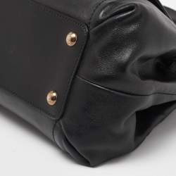 Pre Owned Salvatore Ferragamo Black Leather Flap Satchel