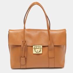 Pre Owned Salvatore Ferragamo Tan Leather Mara Tote