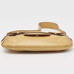 Pre Owned Salvatore Ferragamo Tan Leather Gancini Buckle Flap Hobo