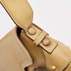 Pre Owned Salvatore Ferragamo Tan Leather Gancini Buckle Flap Hobo