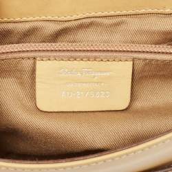 Pre Owned Salvatore Ferragamo Tan Leather Gancini Buckle Flap Hobo