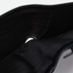 Pre Owned Salvatore Ferragamo Dark Blue Leather Gancini Flap Compact Wallet